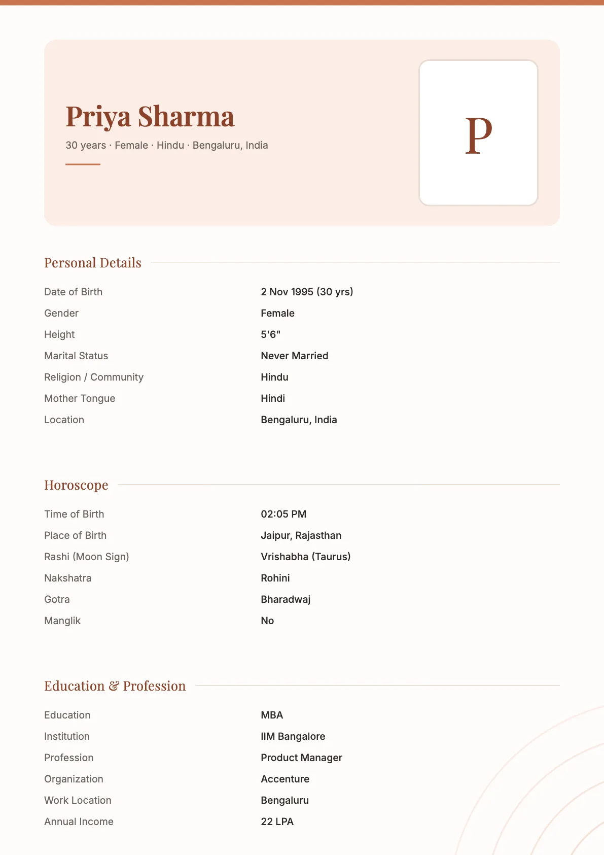 Modern Portrait marriage biodata template